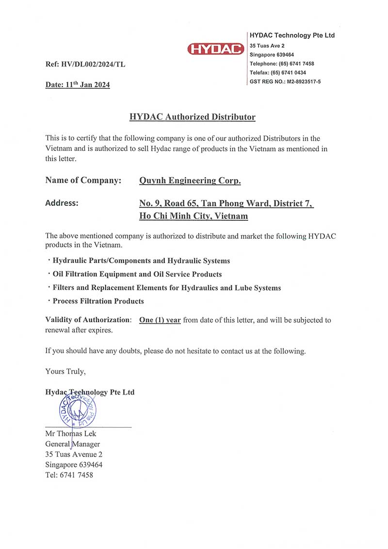 Hydac authorized distributor