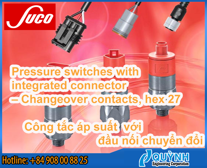 Suco Pressure switches with integrated connector – Changeover contacts hex 27 Suco Pressure switches with integrated connector – Changeover contacts hex 27