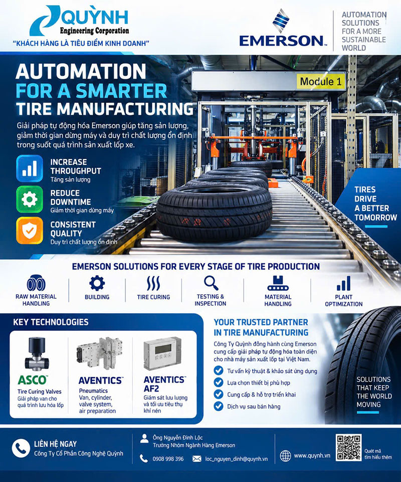 EMERSON – GIẢI PHÁP TỰ ĐỘNG HÓA CHO NHÀ MÁY SẢN XUẤT LỐP XE